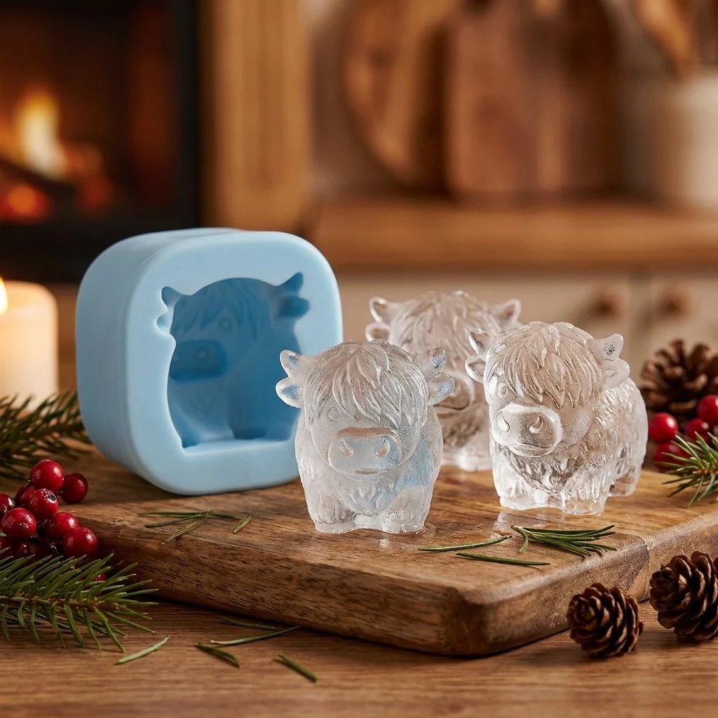 🐮 Mini Highland Cow Ice Cube Mold – Cute 3D Ice for Drinks, Parties & Gifts– UK Ready!
