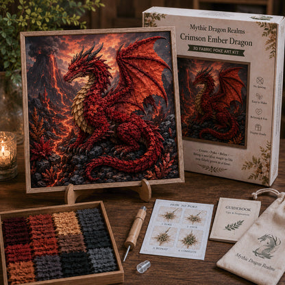 🐉✨ Mythic Dragon Realms 3D Fabric Poke Art Kit🔥