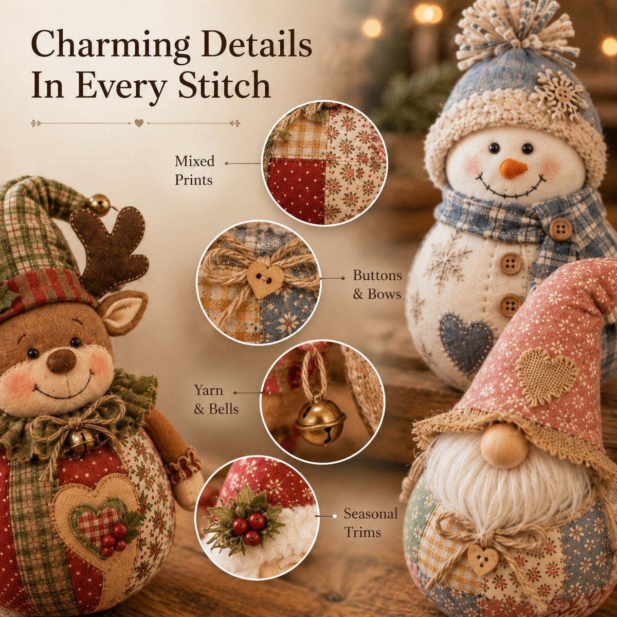 DIY Patchwork Fabric Character Doll Kit