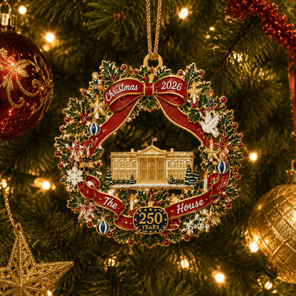 🔥White House Scene Christmas Wreath Commemorative Ornament
