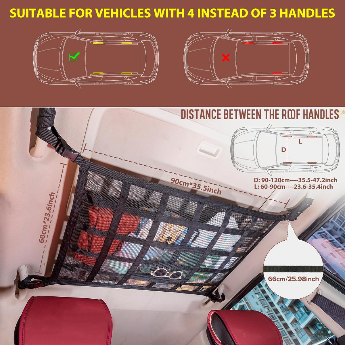 Car Ceiling Cargo Net Pocket for Long Road Trips!