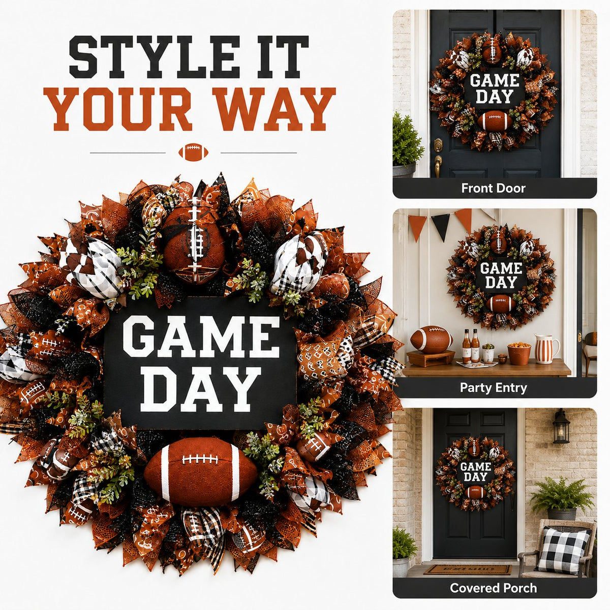 🔥Limited Time🏈 Handmade Style Football Wreath – Add Game Day Energy To Your Home
