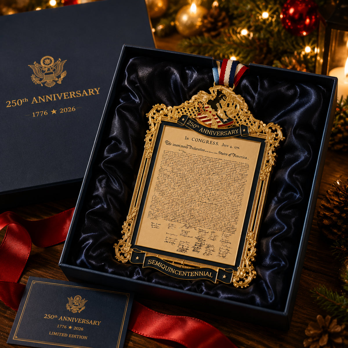 🇺🇸 Declaration of Liberty 250th Anniversary Decoration – Patriotic Christmas Keepsake Ornament & Historic Home Décor