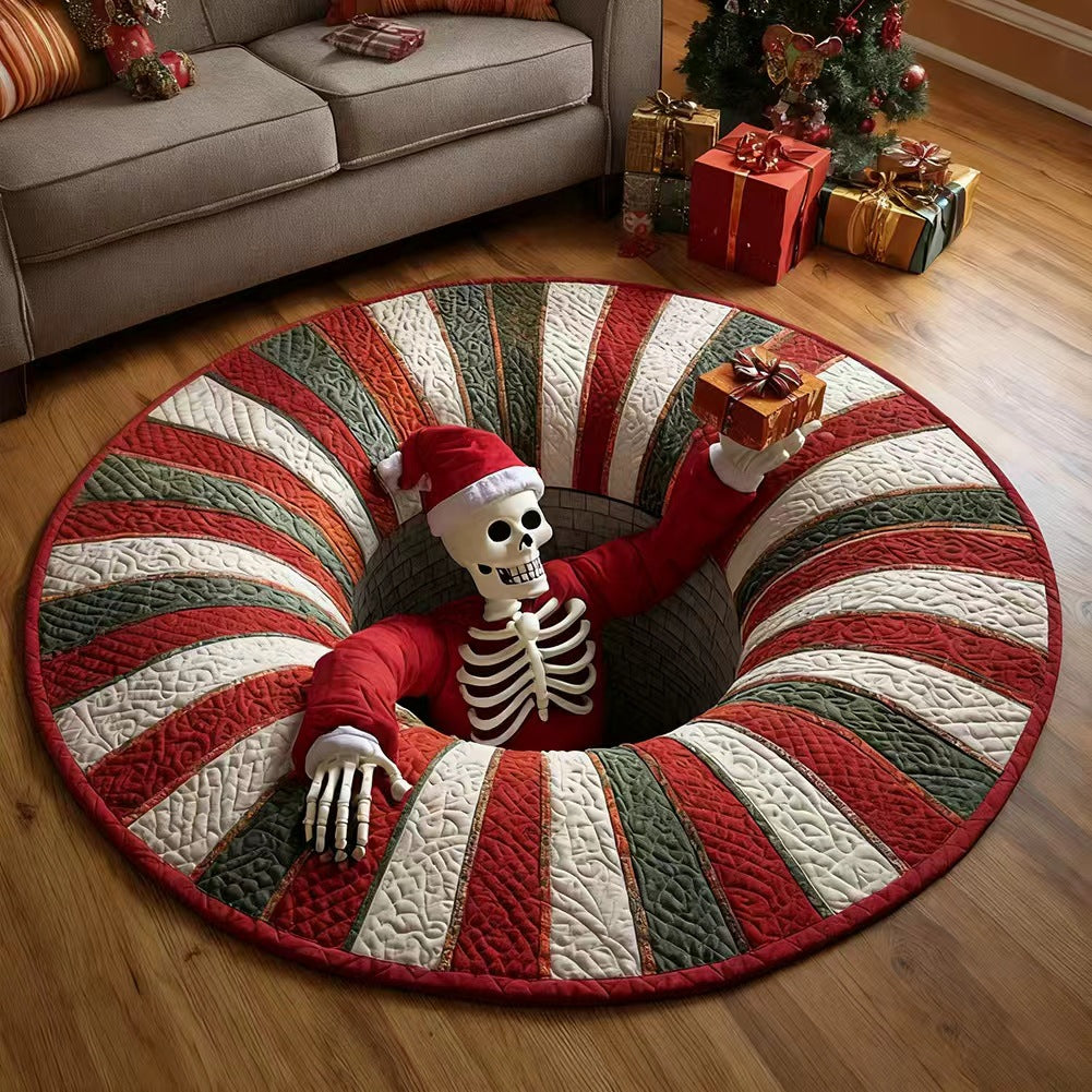 🔥 55% OFF TODAY 🎃3D Skeleton Vortex Quilted Round Halloween Rug