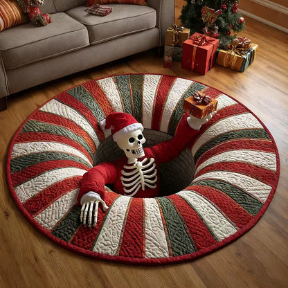 🔥 55% OFF TODAY 🎃3D Skeleton Vortex Quilted Round Halloween Rug