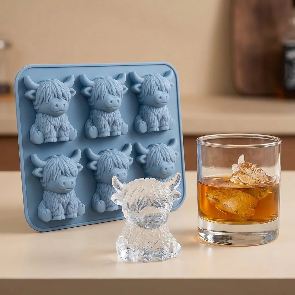 🐮 Mini Highland Cow Ice Cube Mold – Cute 3D Ice for Drinks, Parties & Gifts– UK Ready!