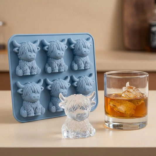 🐮 Mini Highland Cow Ice Cube Mold – Cute 3D Ice for Drinks, Parties & Gifts– UK Ready!