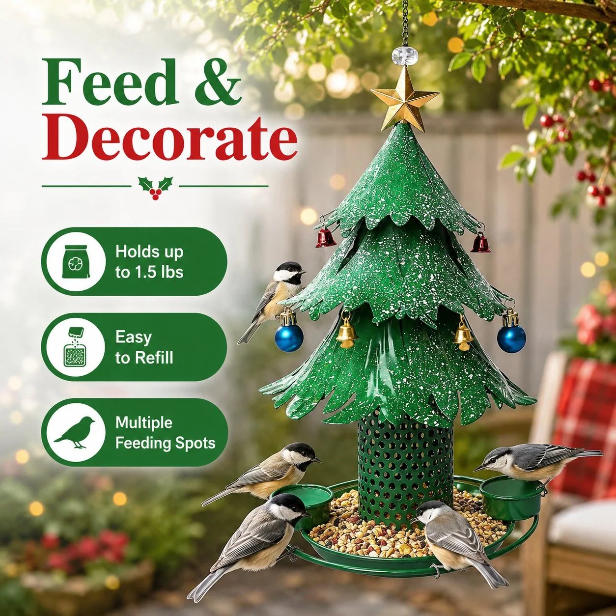 ✨HOT SALE 50% OFF-Christmas Tree Bird Feeder 🎄 Festive Backyard Holiday Decor