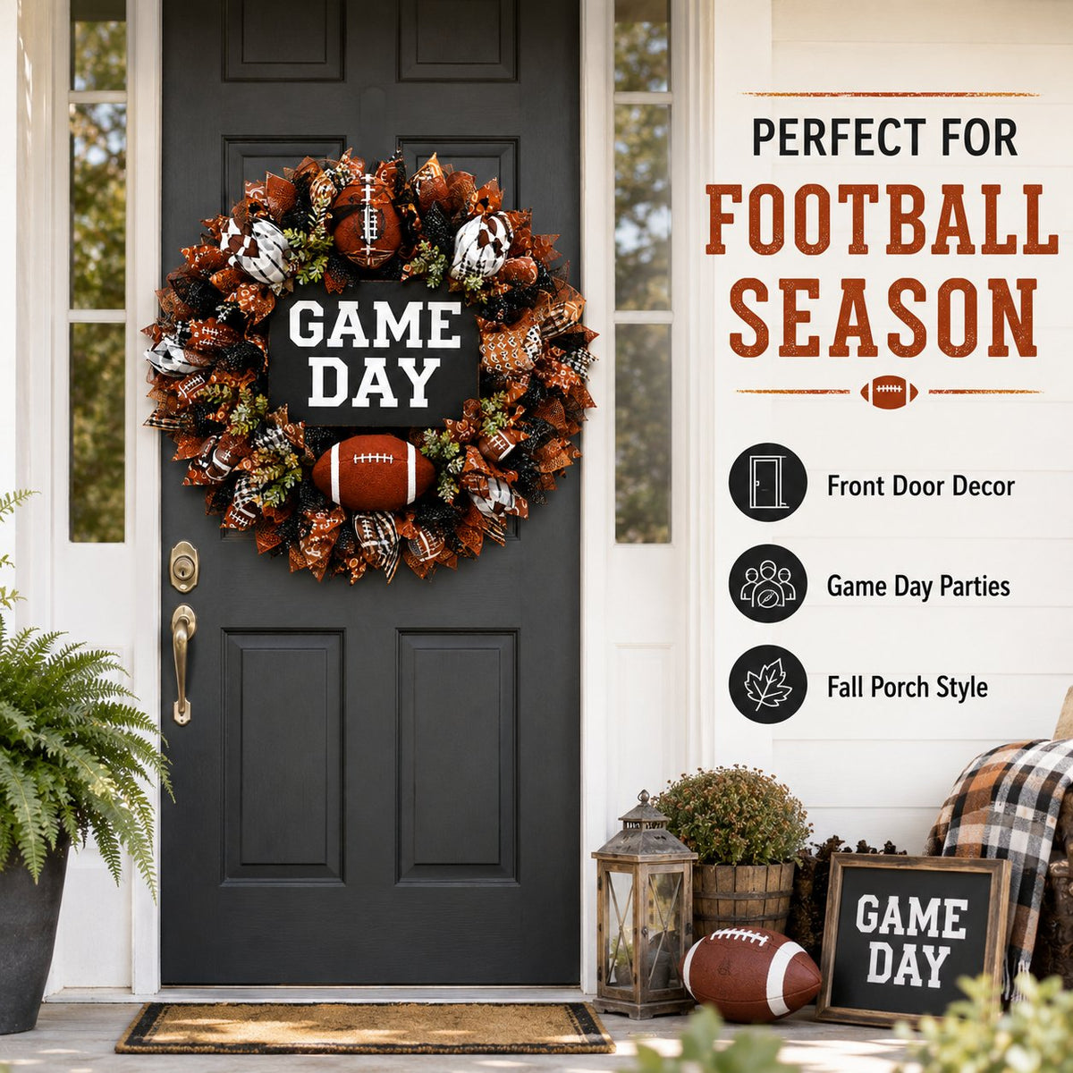 🔥Limited Time🏈 Handmade Style Football Wreath – Add Game Day Energy To Your Home