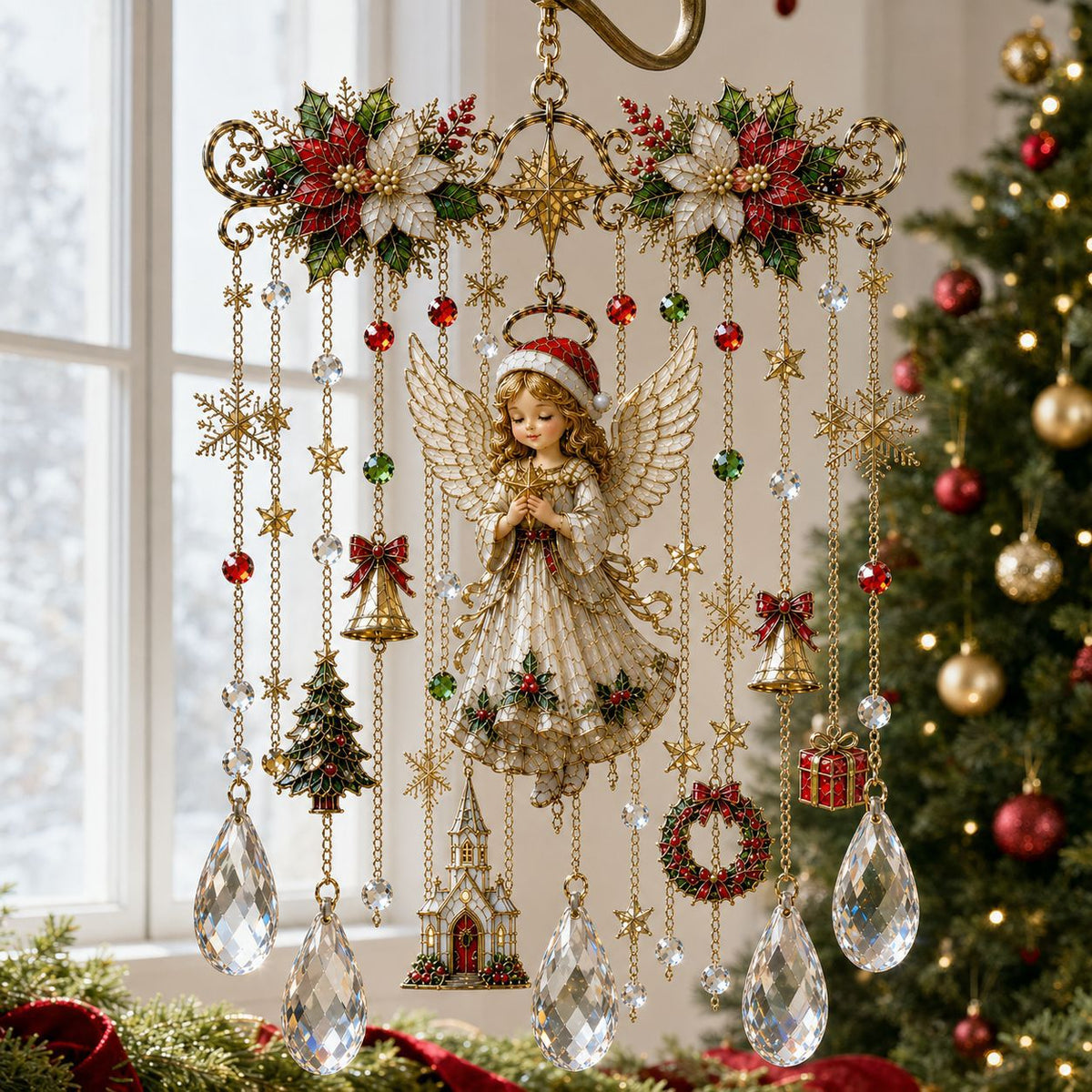 🎄 Limited-Time 49% OFF – Christmas Wind Chime with Crystal Drops🔔