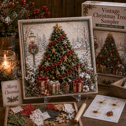 🔥🎁 3D Christmas Fabric Poke Art Kit 🔥50% Off Last Day🔥3D Christmas Fabric Poke Art Kit , No-Sew Holiday Craft Kit with Pre-Cut Fabric Squares, Poking Tool and Display Stand, Cardinal Tree Deer Dove Snowman Winter Décor Gift for Women