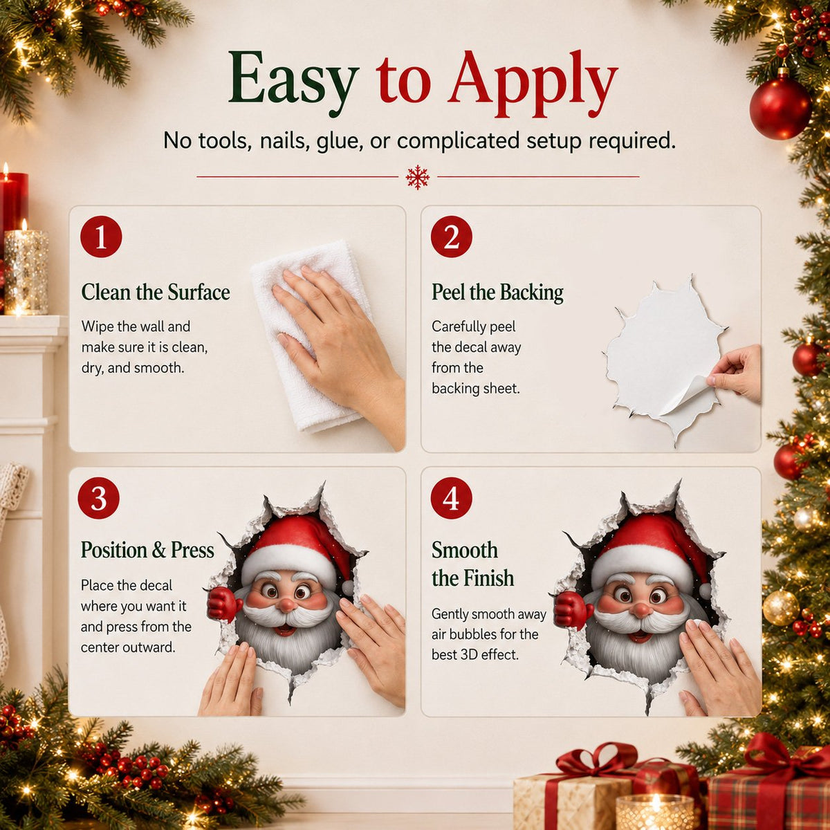 🔥Last Day 49% OFF-Creative 3D Christmas Santa Wall Sticker