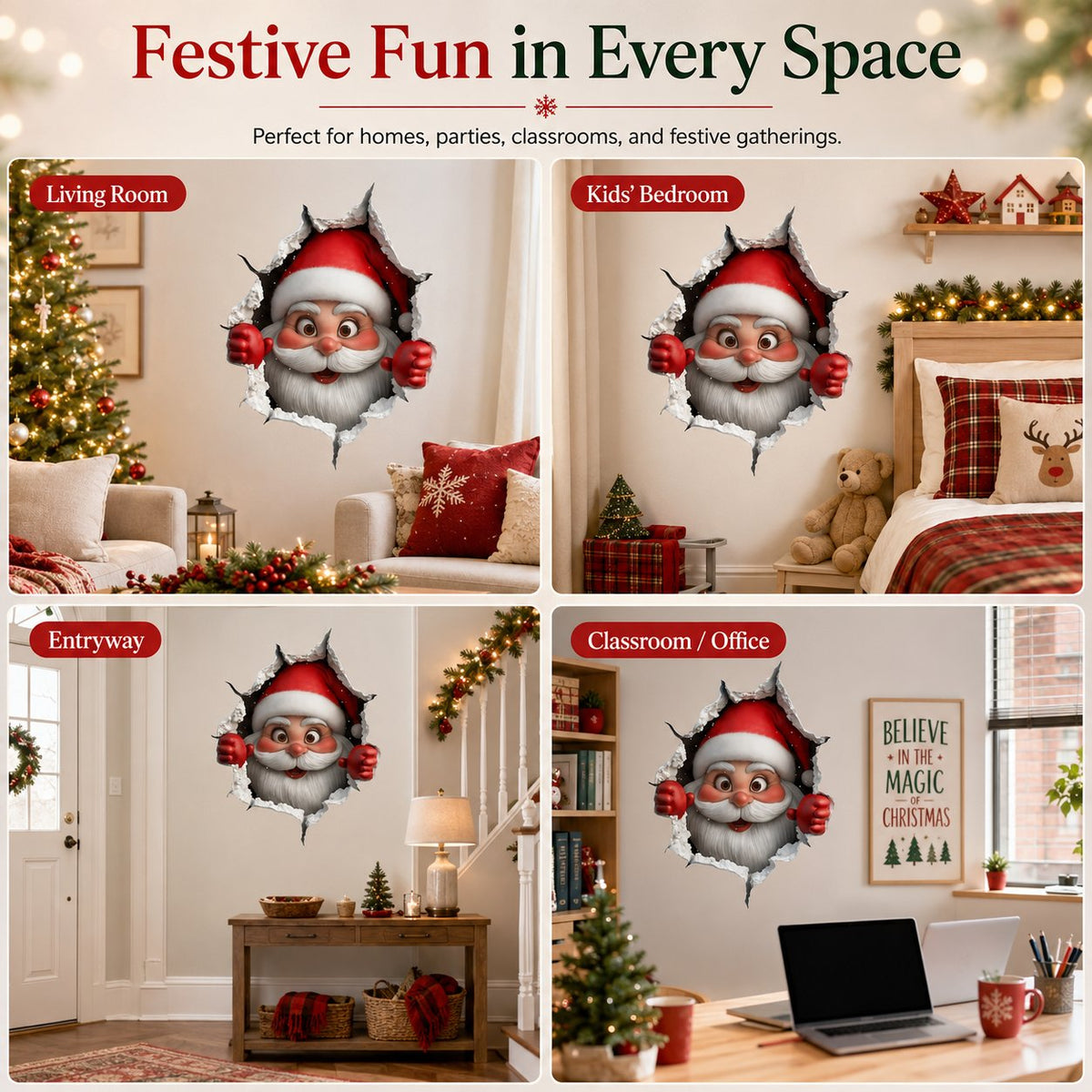 🔥Last Day 49% OFF-Creative 3D Christmas Santa Wall Sticker