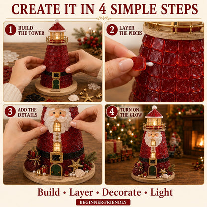 🎄 DIY Lighted Christmas Sea Glass-Style Lighthouse Kit — Create your own glowing holiday magic! ✨🕯️