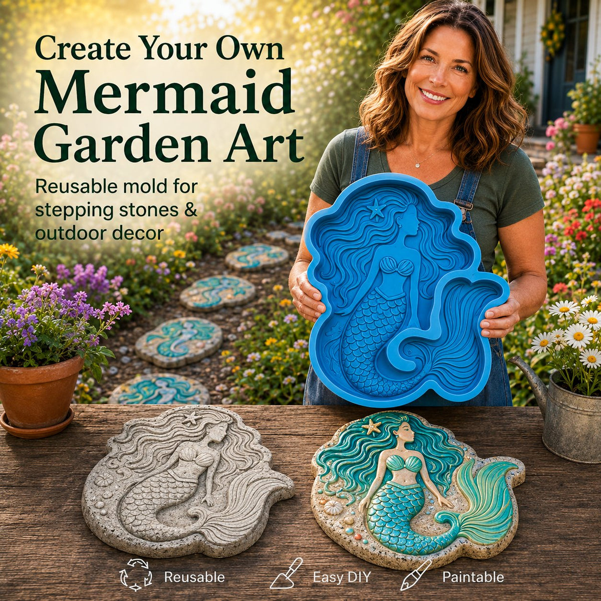 💥 LAST DAY 49% OFF - ✨Create Your Own Garden Art - Reusable Mold for Stepping Stones