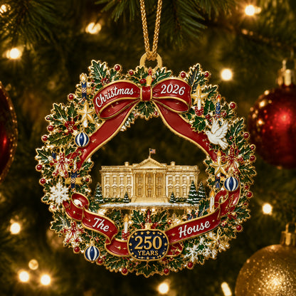 🔥White House Scene Christmas Wreath Commemorative Ornament