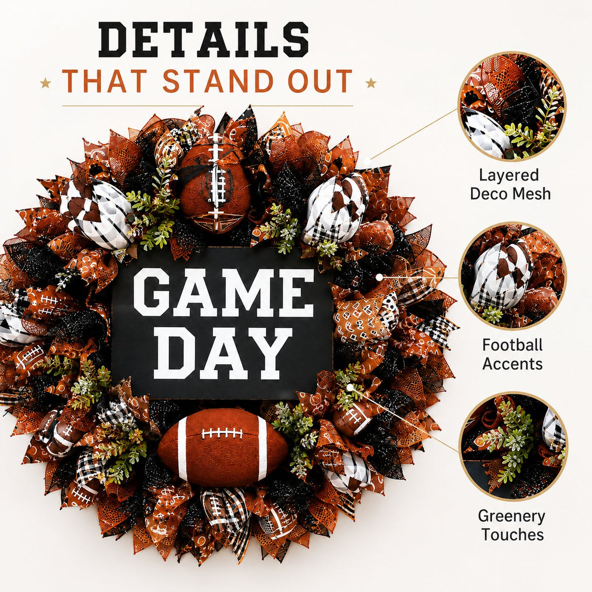 🔥Limited Time🏈 Handmade Style Football Wreath – Add Game Day Energy To Your Home