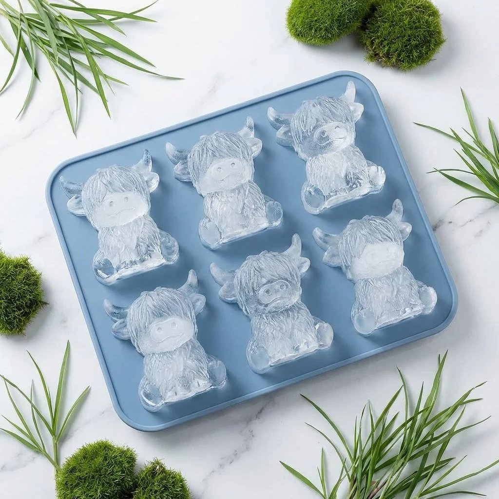 🐮 Mini Highland Cow Ice Cube Mold – Cute 3D Ice for Drinks, Parties & Gifts– UK Ready!