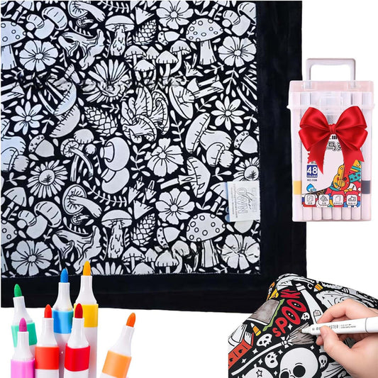 ✨Last Day 49% OFF🎨DIY Coloring Blanket with Markers🎁Perfect Gift For Family & Friends