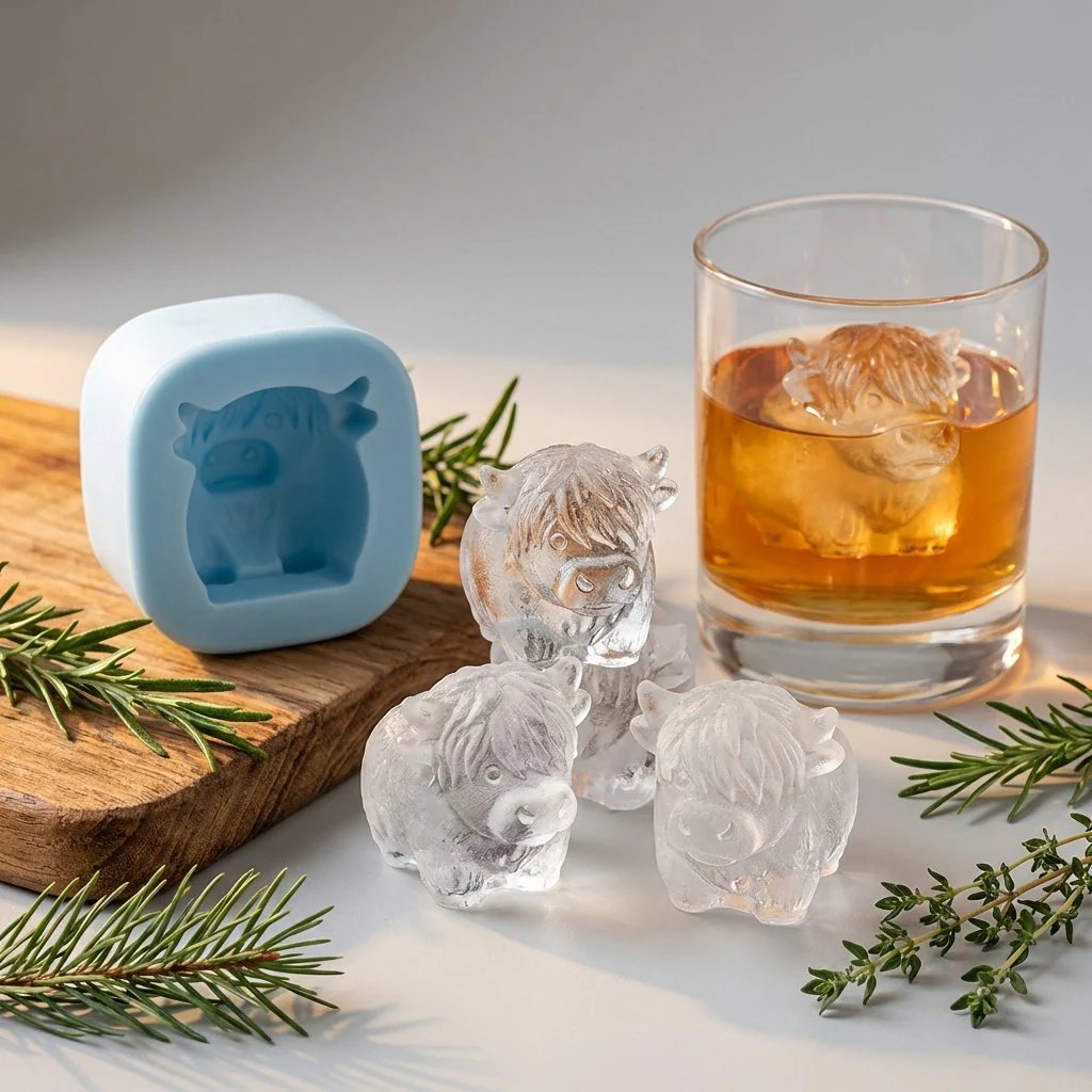 🐮 Mini Highland Cow Ice Cube Mold – Cute 3D Ice for Drinks, Parties & Gifts– UK Ready!