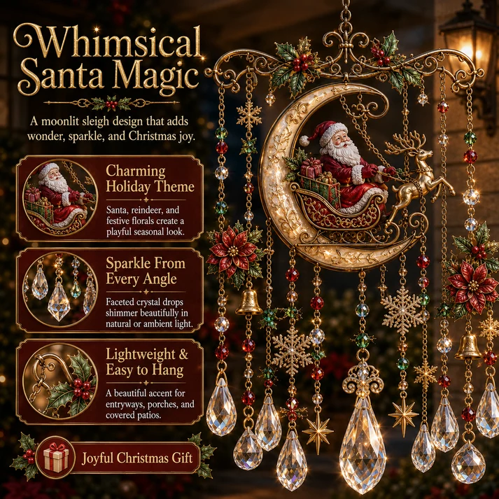 🎄 Limited-Time 49% OFF – Christmas Wind Chime with Crystal Drops🔔